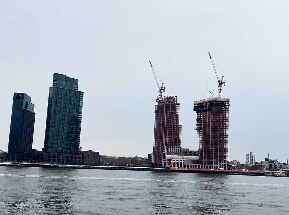 Greenpoint landing towers under construction in Greenpoint