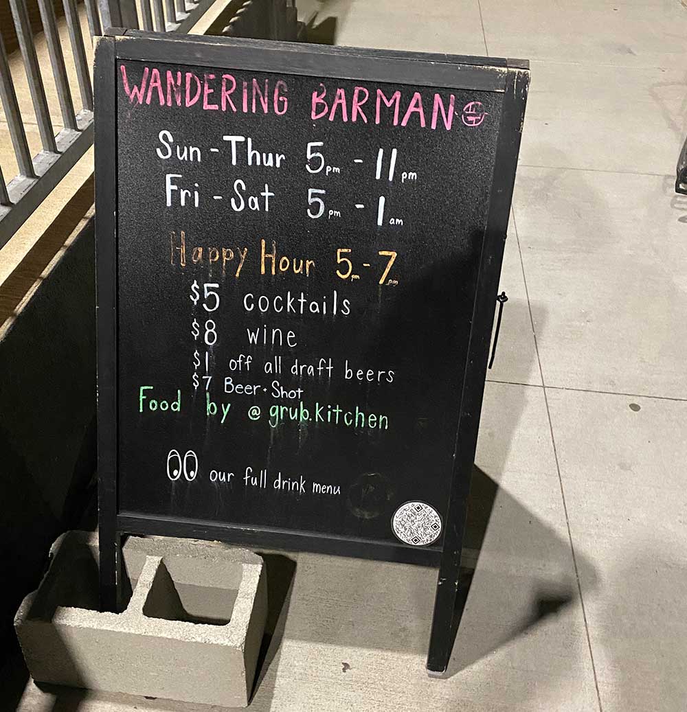 happy hour is back at the Wandering Barman