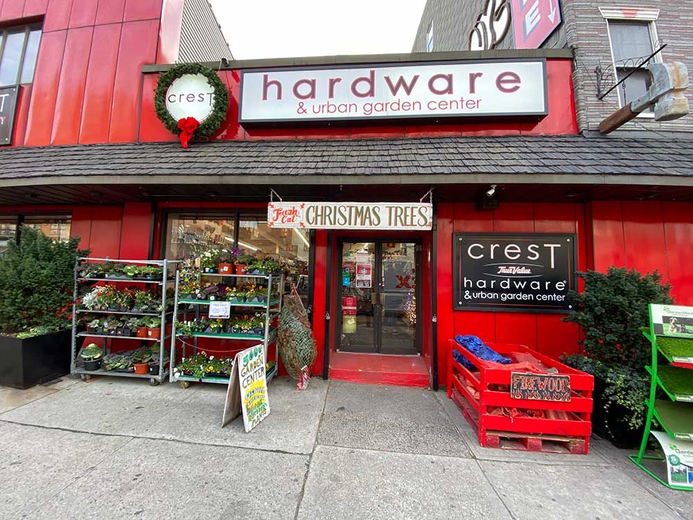 Crest Hardware in Williamsburg Brooklyn decorated for Christmas