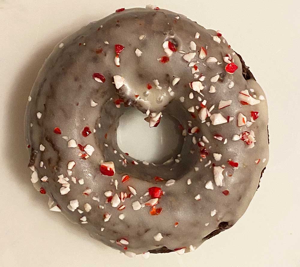 Chocolate peppermint cake doughnut from Dunwell celebrates the holiday season as the shop turns 10