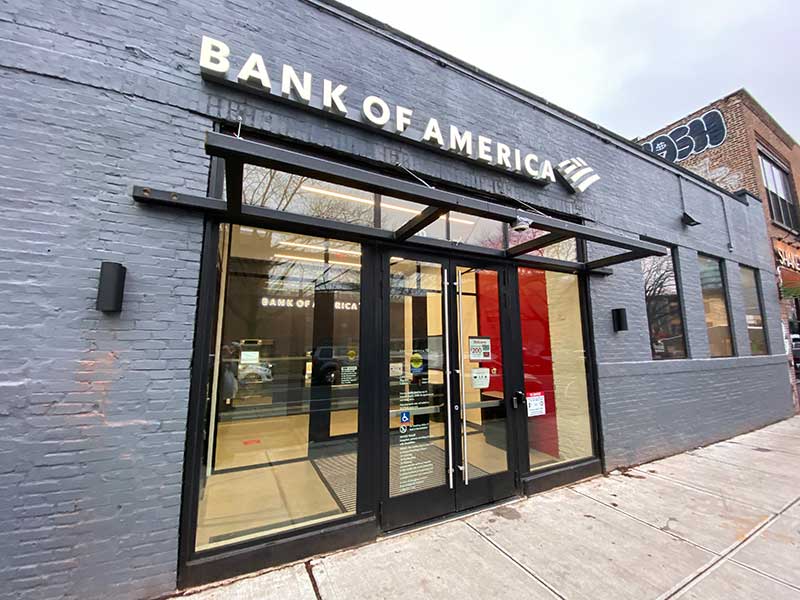 Bank of America branch with ATM vestibule
