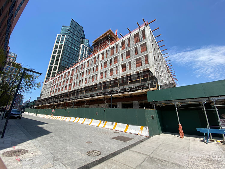 33 Commercial Street in Greenpoint rises quickly along the waterfront