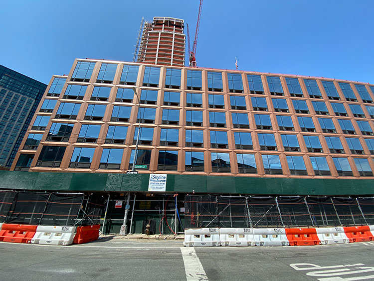 77 Commercial Street in Greenpoint has cladding along the midrise section