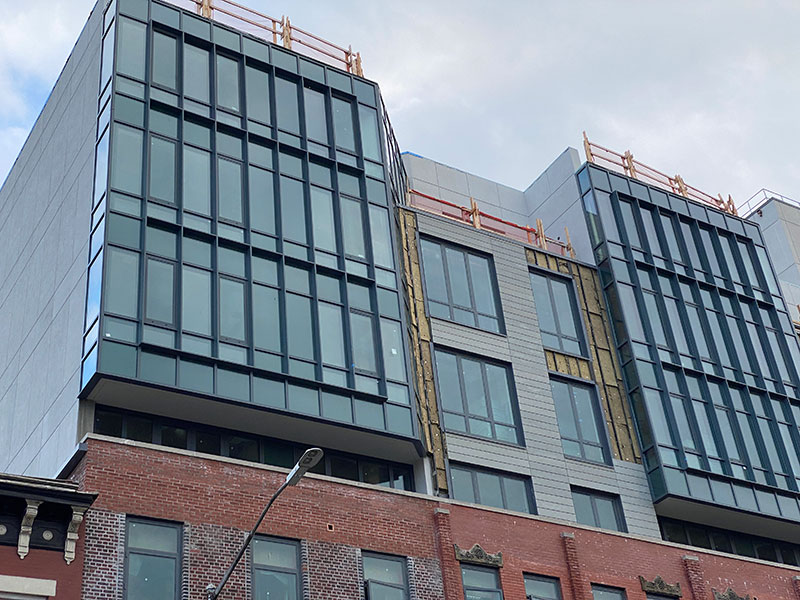 big windows in the new section of the umbrella factory on metropolitan ave