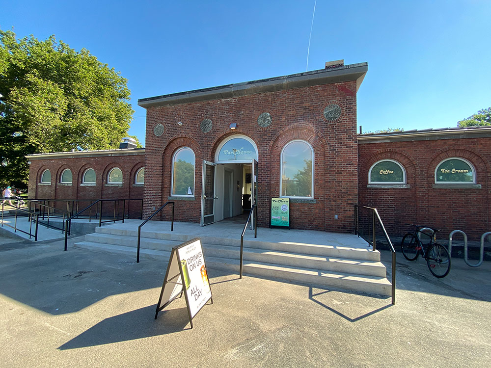 Park House is the former toilets and maintenance building in McCarren park converted into a bar, coffee shop, and ice cream shop