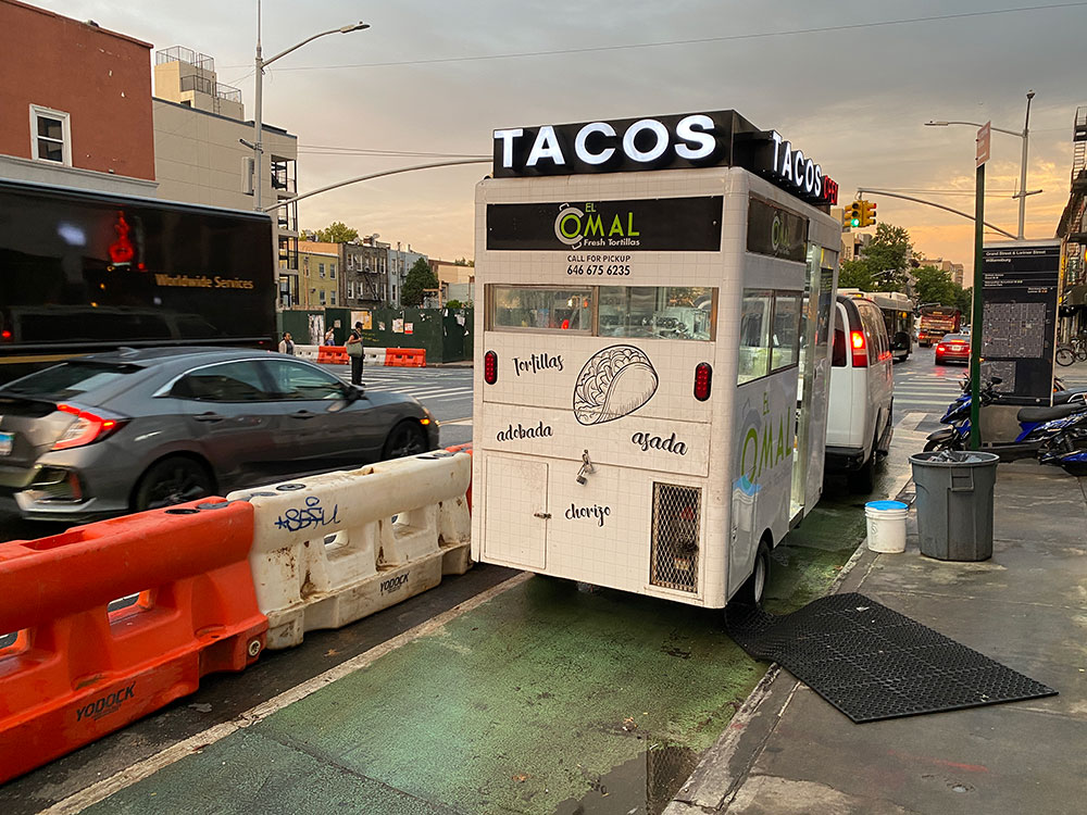 bike lanes getting blocked by the taco truck