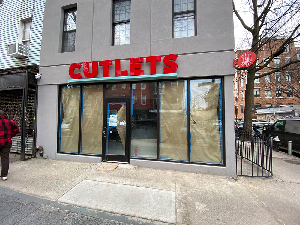 Moonburger will soon open at 126 Bedford Avenue in Williamsburg Brooklyn where Cutlets was supposed to open a shop but never did