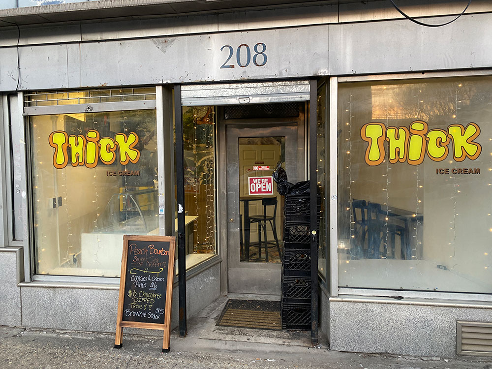 Thick Ice Cream, a new shop on Graham Avenue at Scholes, in the base of the Williamsburg Houses