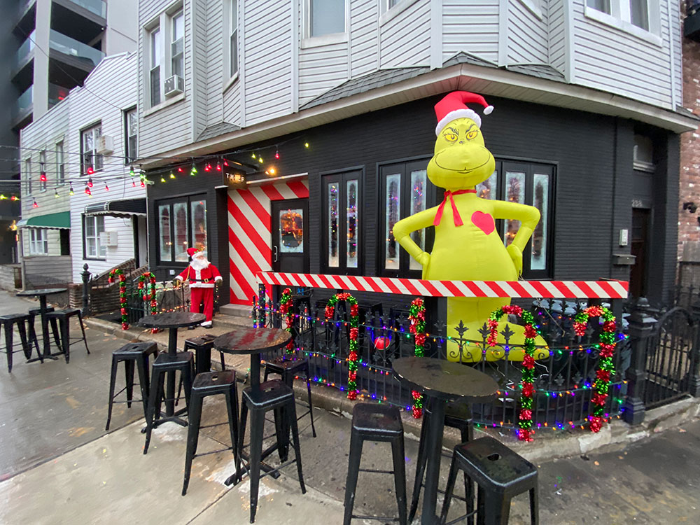 Miracle on Union a holiday pop up bar opens at Thief Bar with a giant inflated Grinch